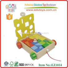 2015 Novo veículo educacional de madeira brinquedos de madeira brinquedos de kart de bloco para crianças
